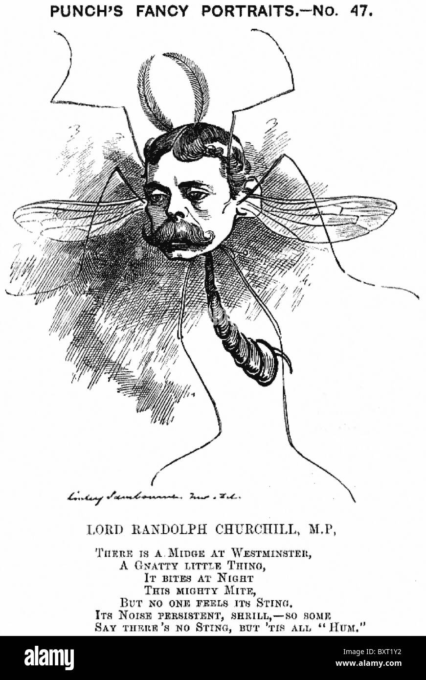 RANDOLPH CHURCHILL (1849-1895)  British Conservative politician in an 1881 cartoon in Punch Stock Photo