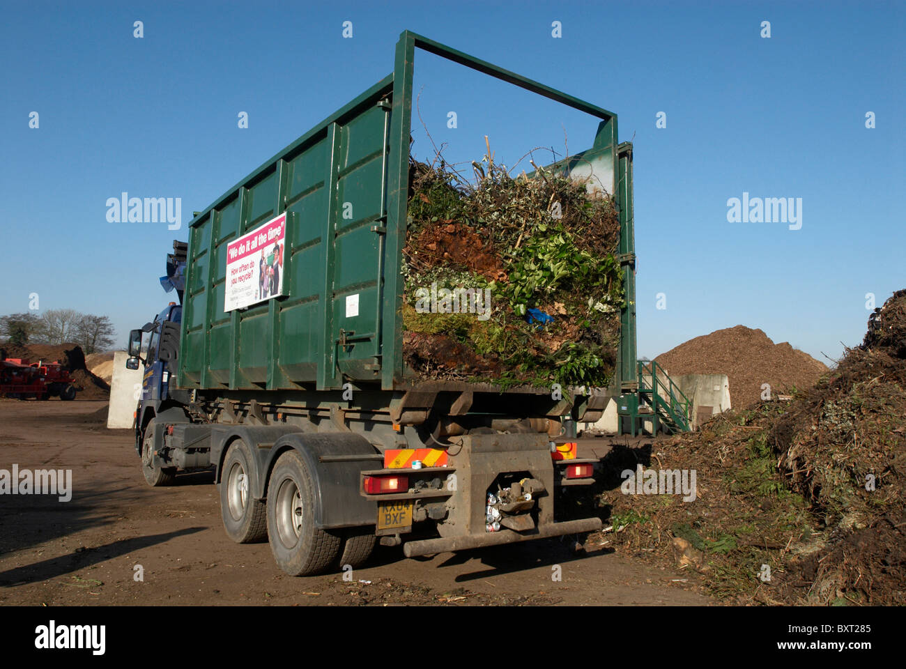 Dumper truck with garden waste UK Stock Photo