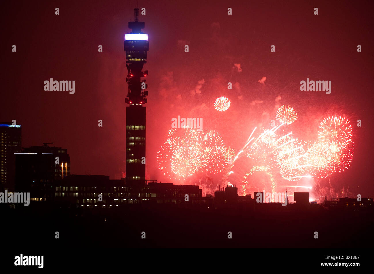 New Year's Eve London fireworks seen from Primrose Hill London with