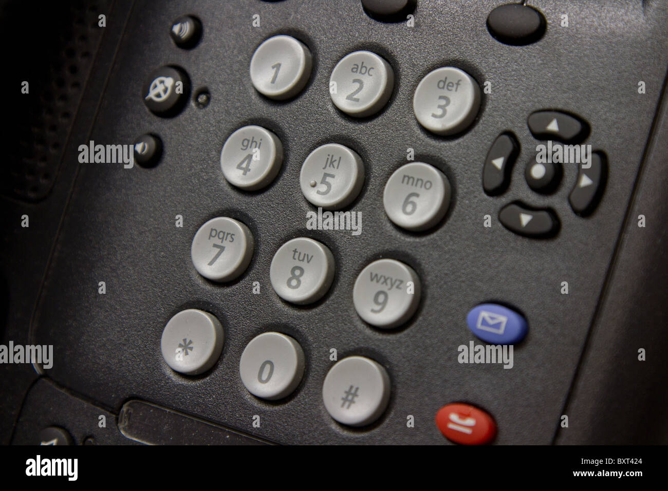 Close up of black office phone Stock Photo