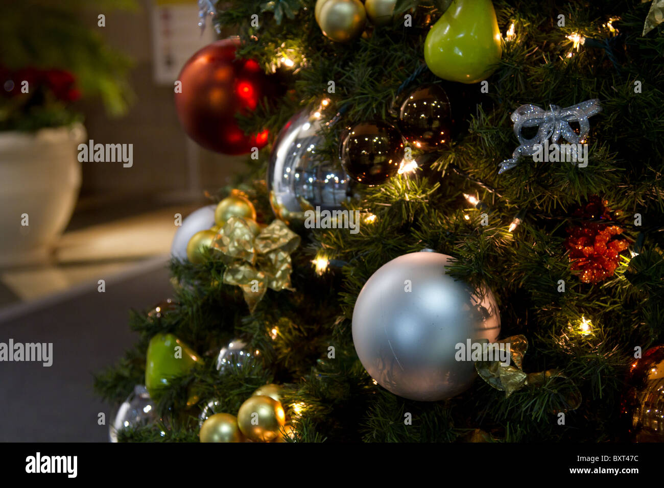 Christmas tree with present Stock Photo