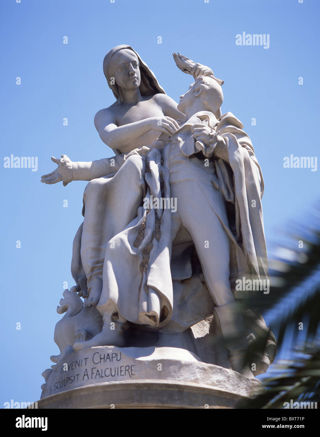 Statue showing Greece crowning Lord Byron outside The Zappeion Gardens