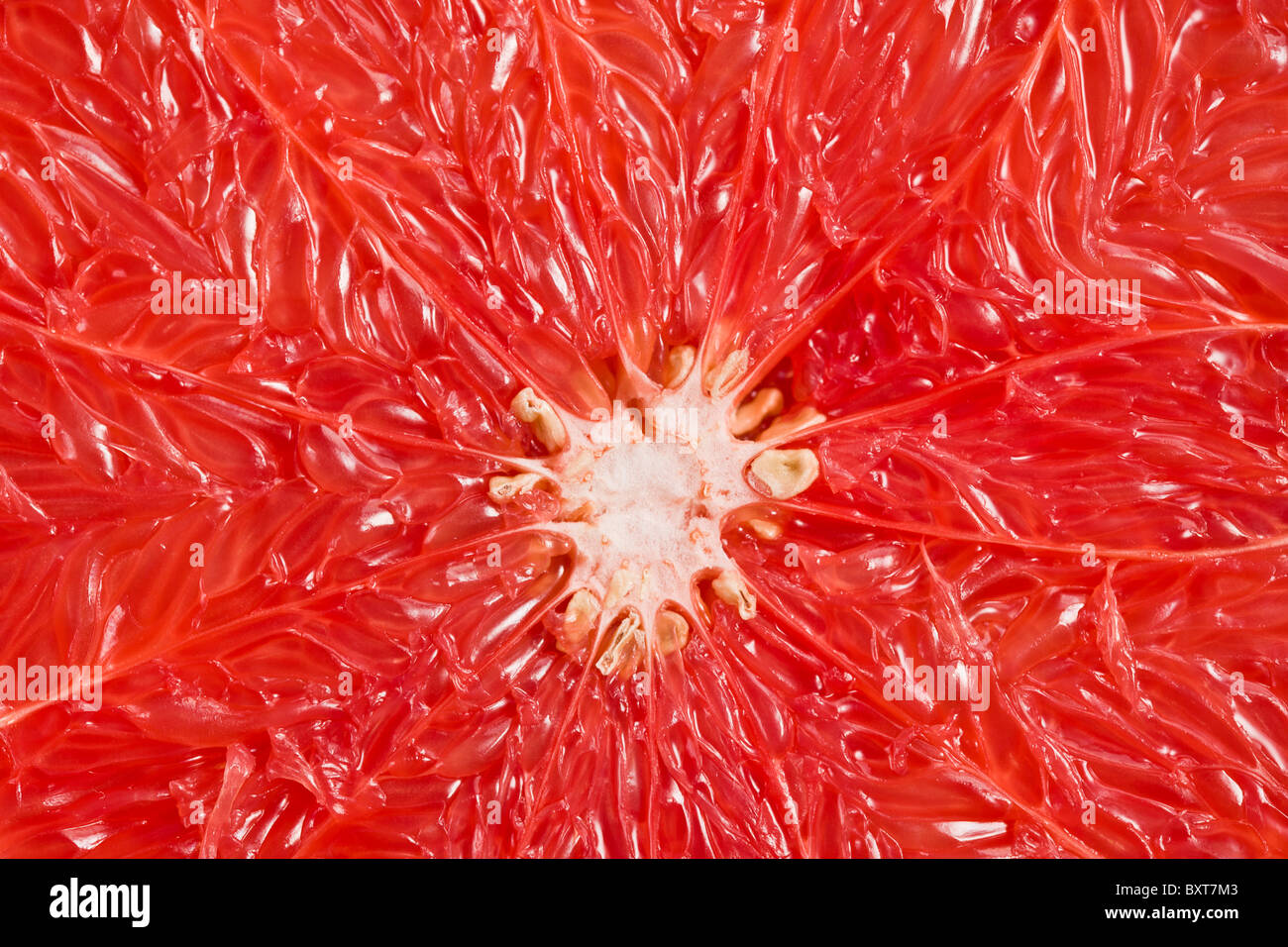 the detail of sliced red grapefruit Stock Photo