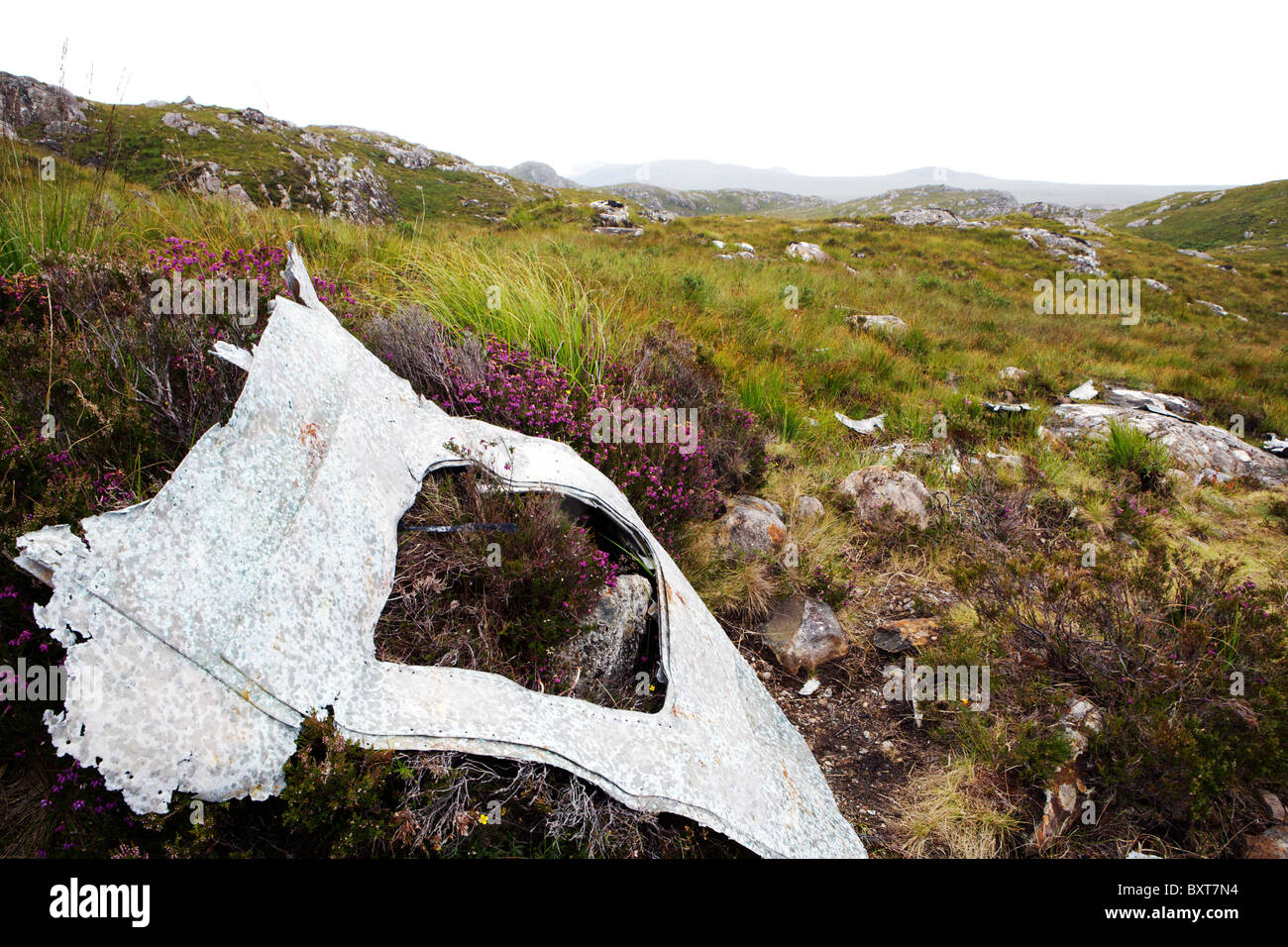 The fuselage of USAAF B-24 Liberator 42-95095 that crashed into the Fairy Lochs on its way home to the USA after WWII in 1945. Stock Photo