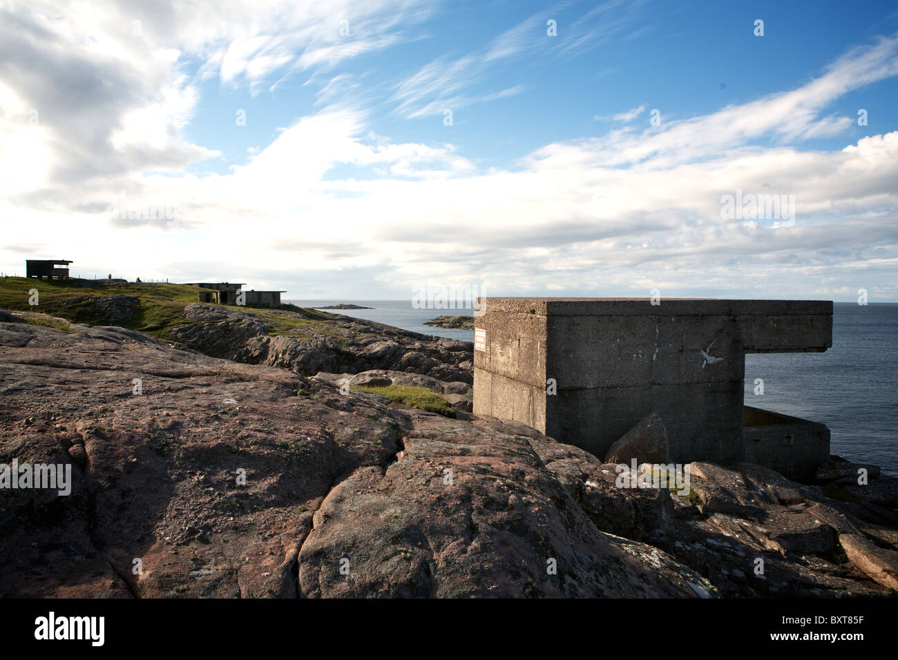 View out to Atlantic from Rubha nan Sasan, Loch Ewe: Emergency Coastal Defence Battery. Scotland, UK. Stock Photo