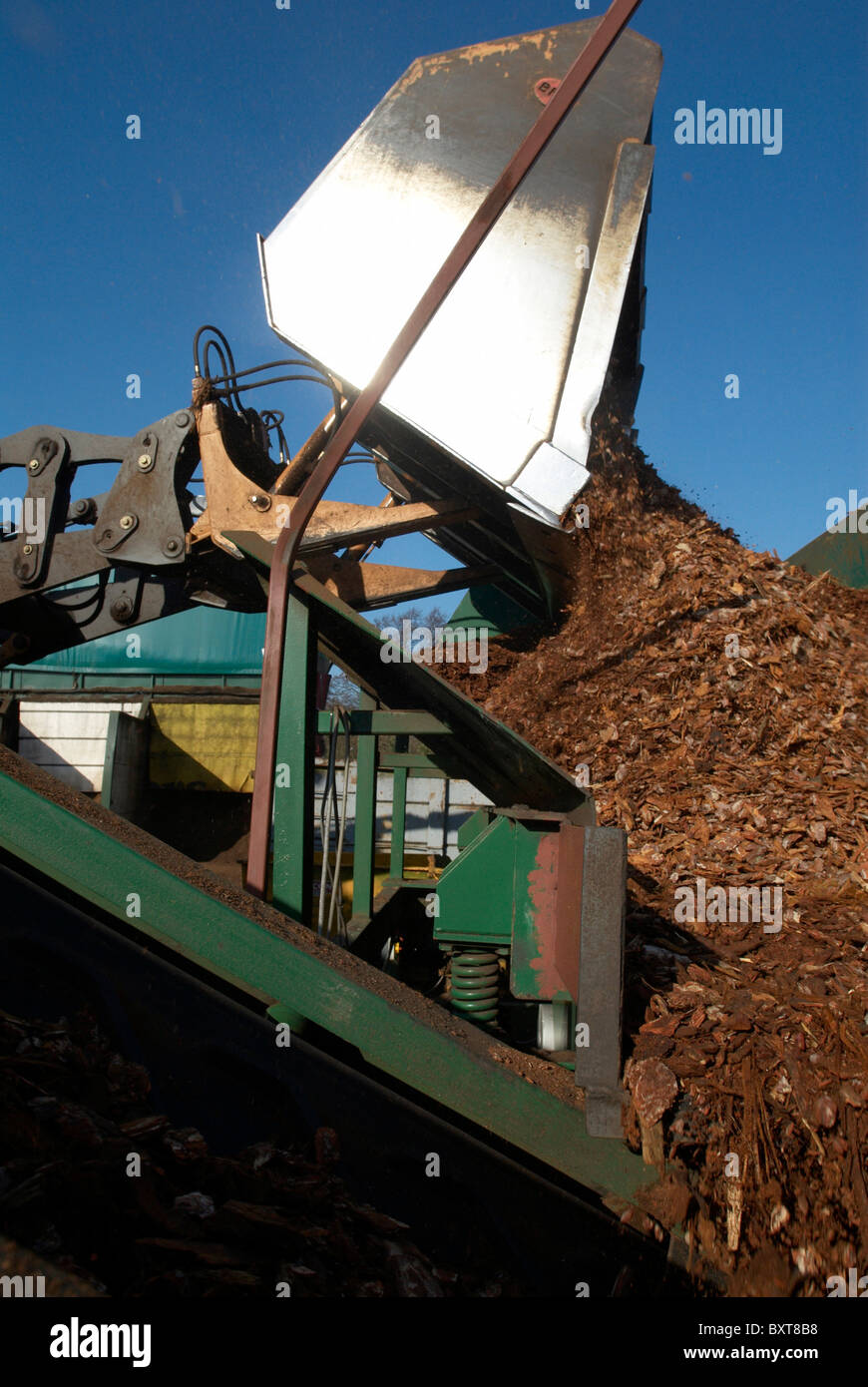 Green Waste Recycling Centre wood chip recycling Stock Photo Alamy