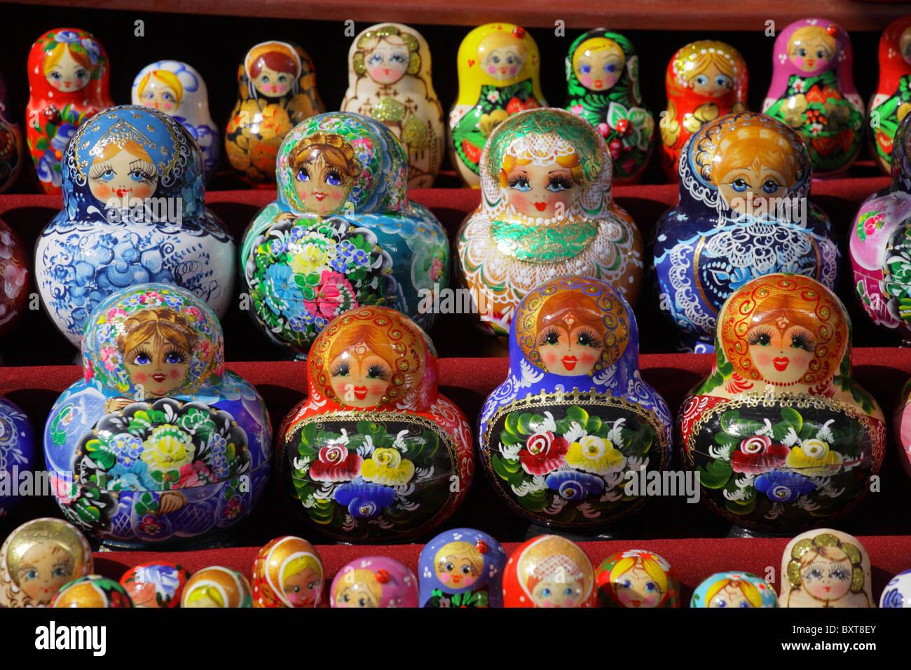Matreshka traditional Russian wood doll Stock Photo