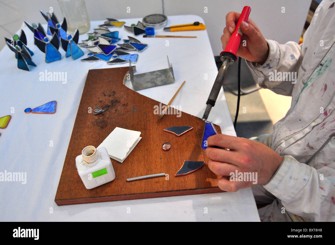 cutting glass Stock Photo