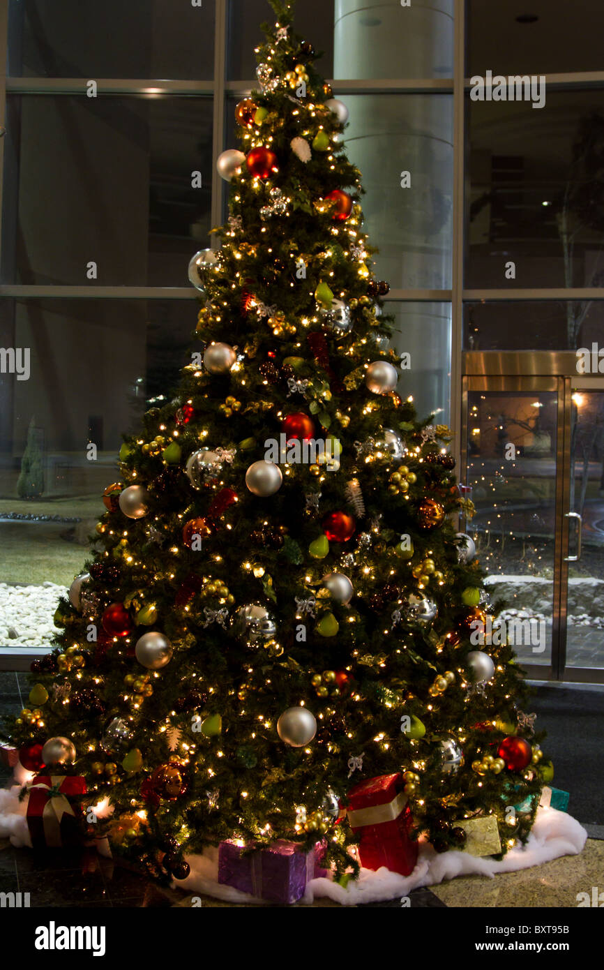 Christmas tree with present Stock Photo