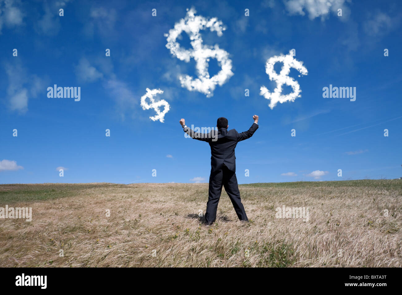 businessman showing his success at the field Stock Photo