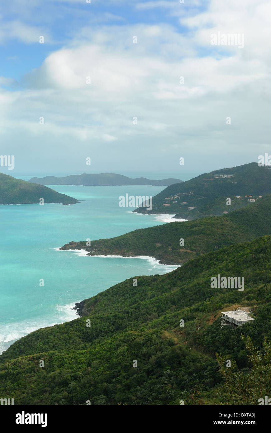 Tropical landscape in Tortola, a Caribbean island. Stock Photo