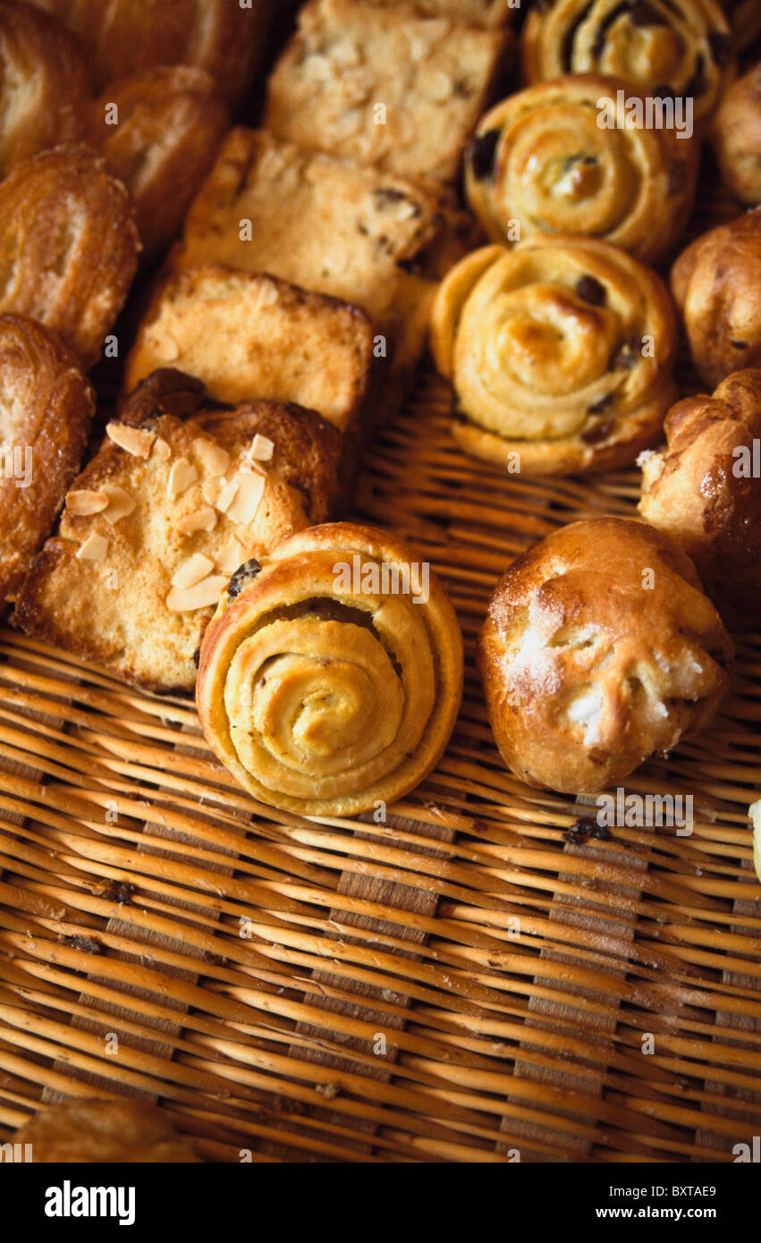 Baked Goods In Basket. Stock Photo
