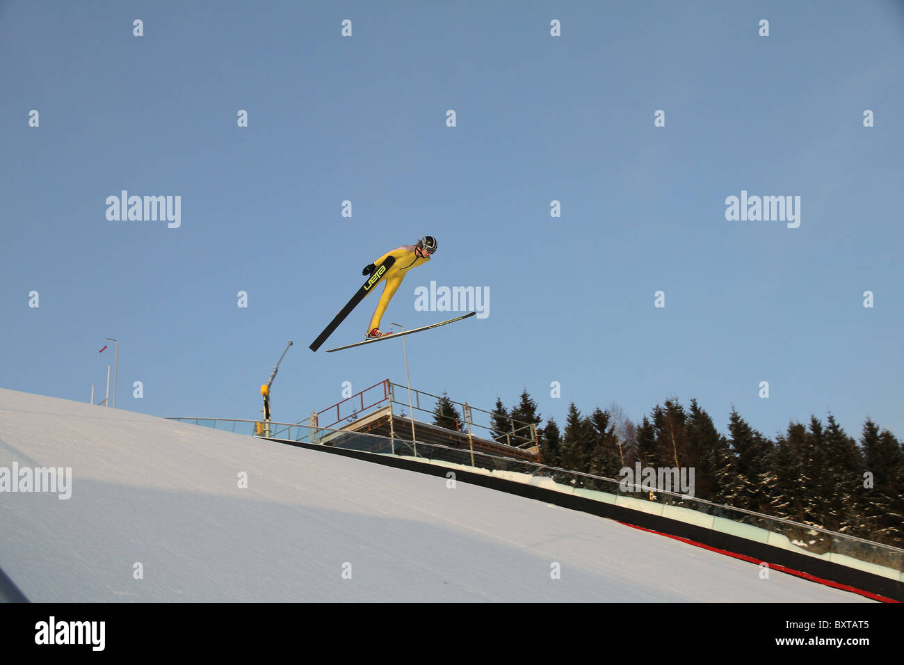 Ski jumping, Nordic Combined and special ski jumpers training in Midtstubakken, jumping hill
