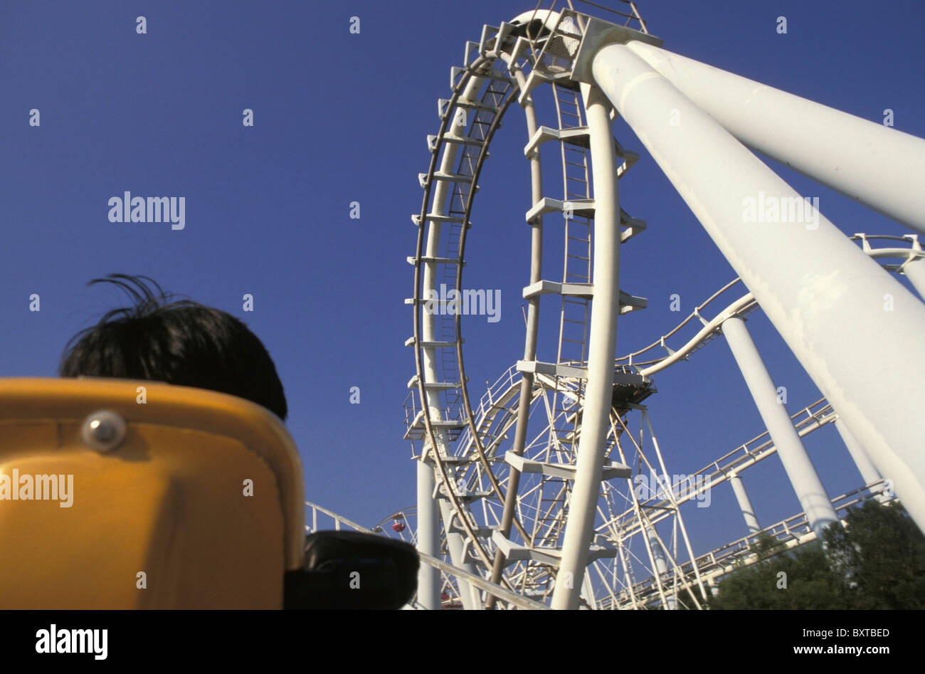 Tourist On Roller Coaster In Ocean Park Stock Photo - Alamy