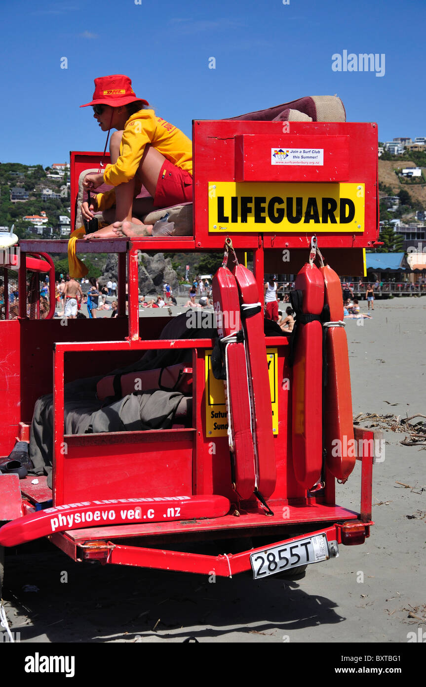 Lifeguard trailer on Sumner Beach, Sumner, Christchurch, Canterbury