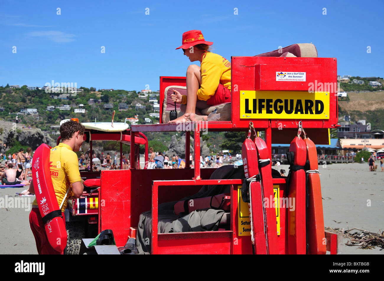 Lifeguard trailer on Sumner Beach, Sumner, Christchurch, Canterbury