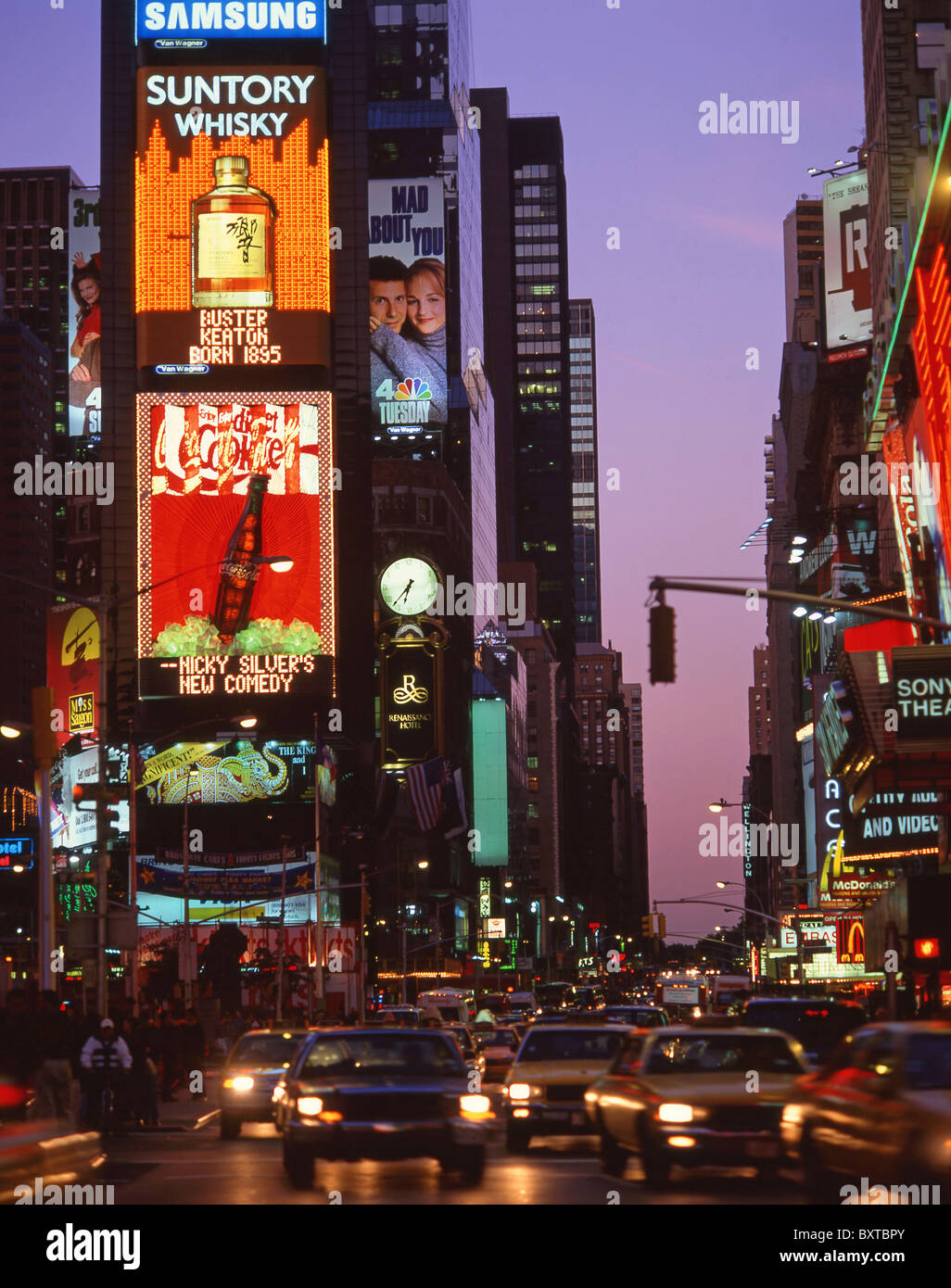 Times Square at dusk, Manhattan, New York, New York State, United States of America Stock Photo