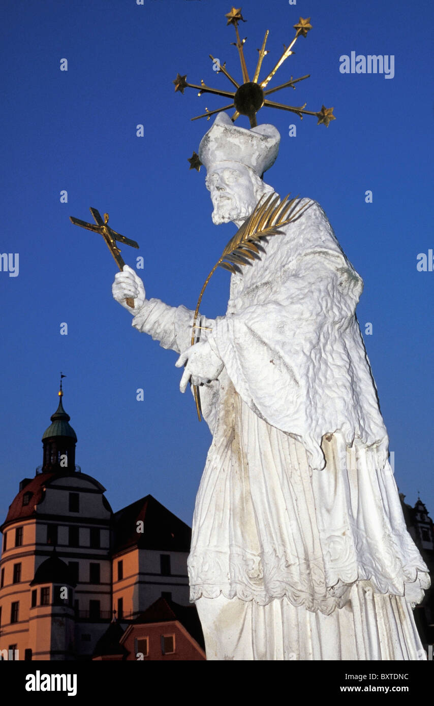 White Christian Statue In Town Square Stock Photo Alamy