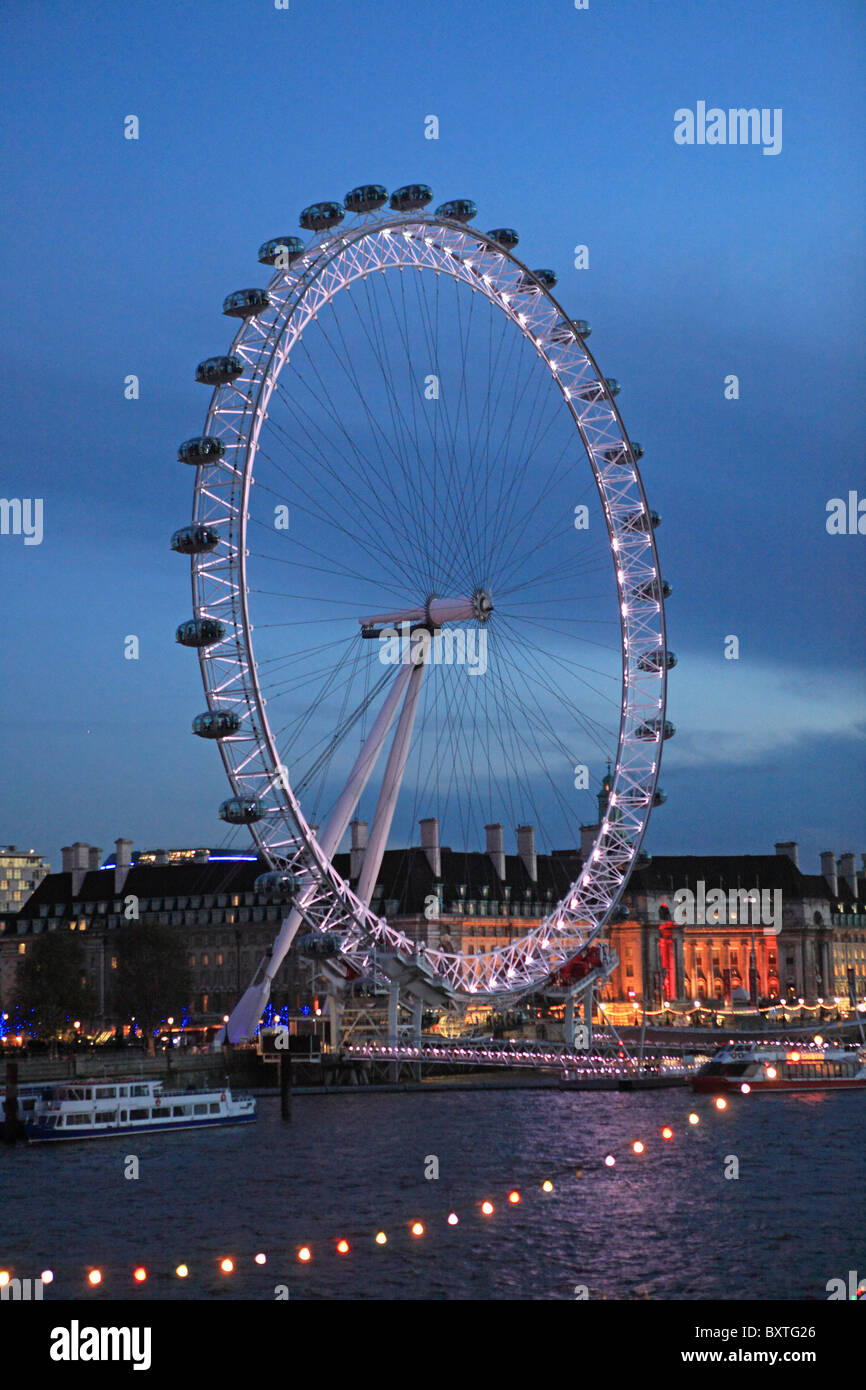 London, London Eye At Christmas Stock Photo