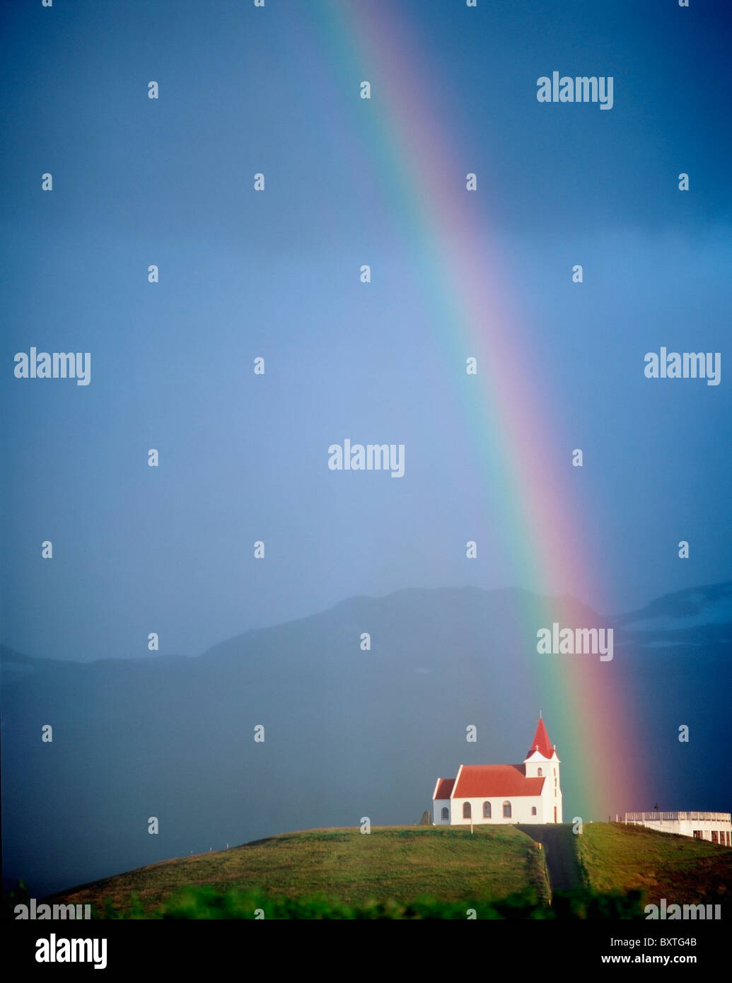 Rainbow with church hi-res stock photography and images - Alamy