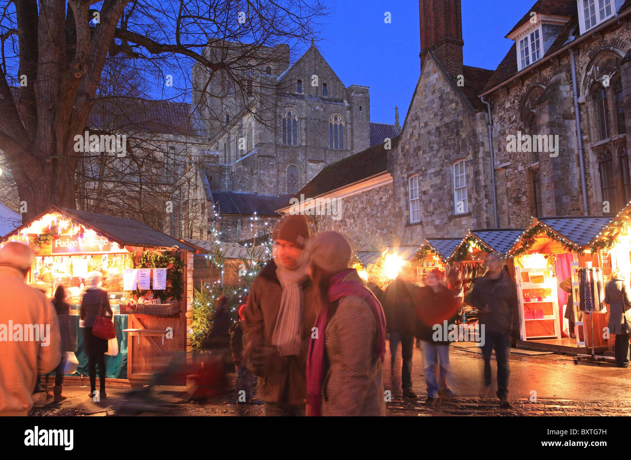 Winchester Christmas Market, Winchester Cathedral Stock Photo Alamy