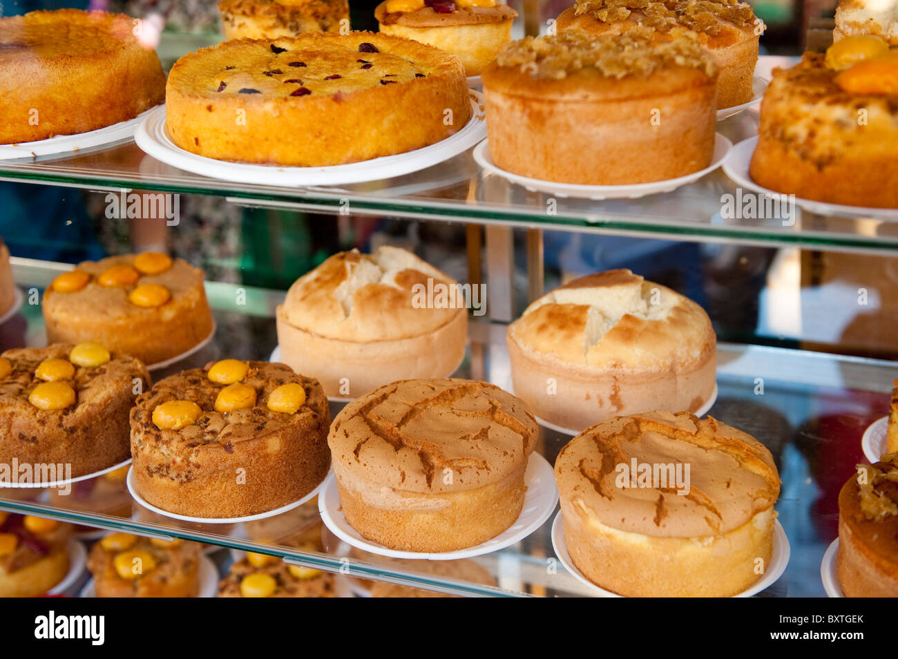 Cakes for sale in the market, Mekong Delta, Chau Doc, Vietnam Stock