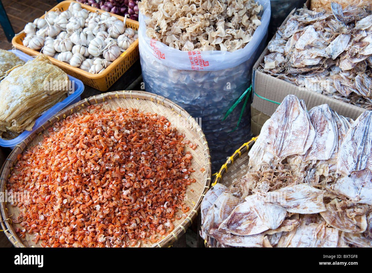 Dried fish and shrimp in the market, Mekong Delta, Chau Doc, Vietnam