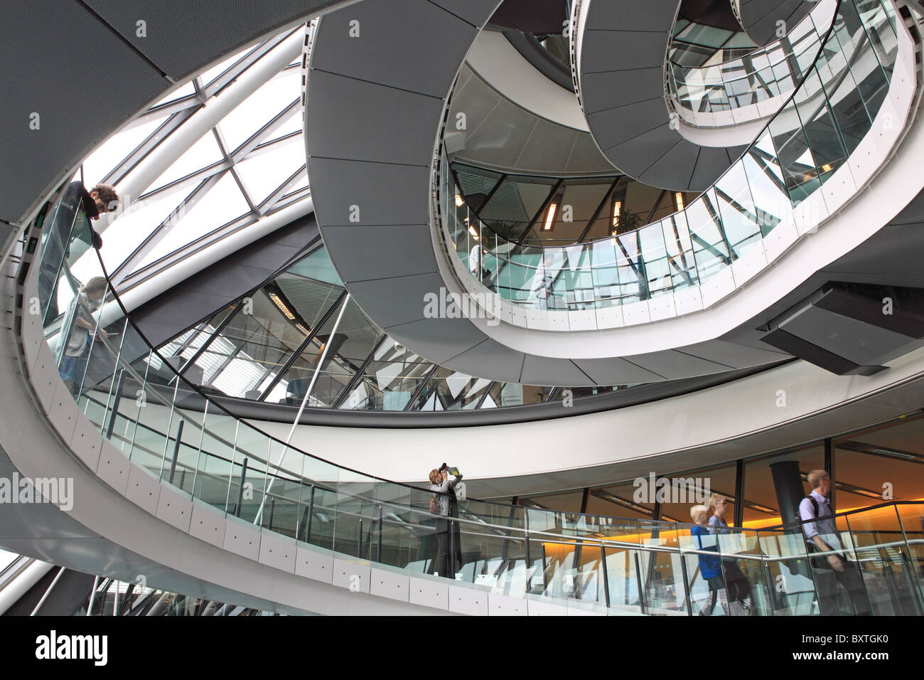 London, Southwark, City Hall, Norman Foster Staircase Stock Photo