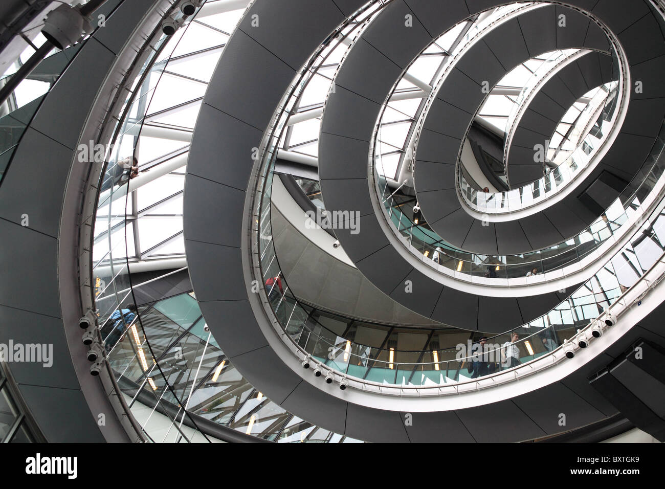 London, Southwark, City Hall, Norman Foster Staircase Stock Photo