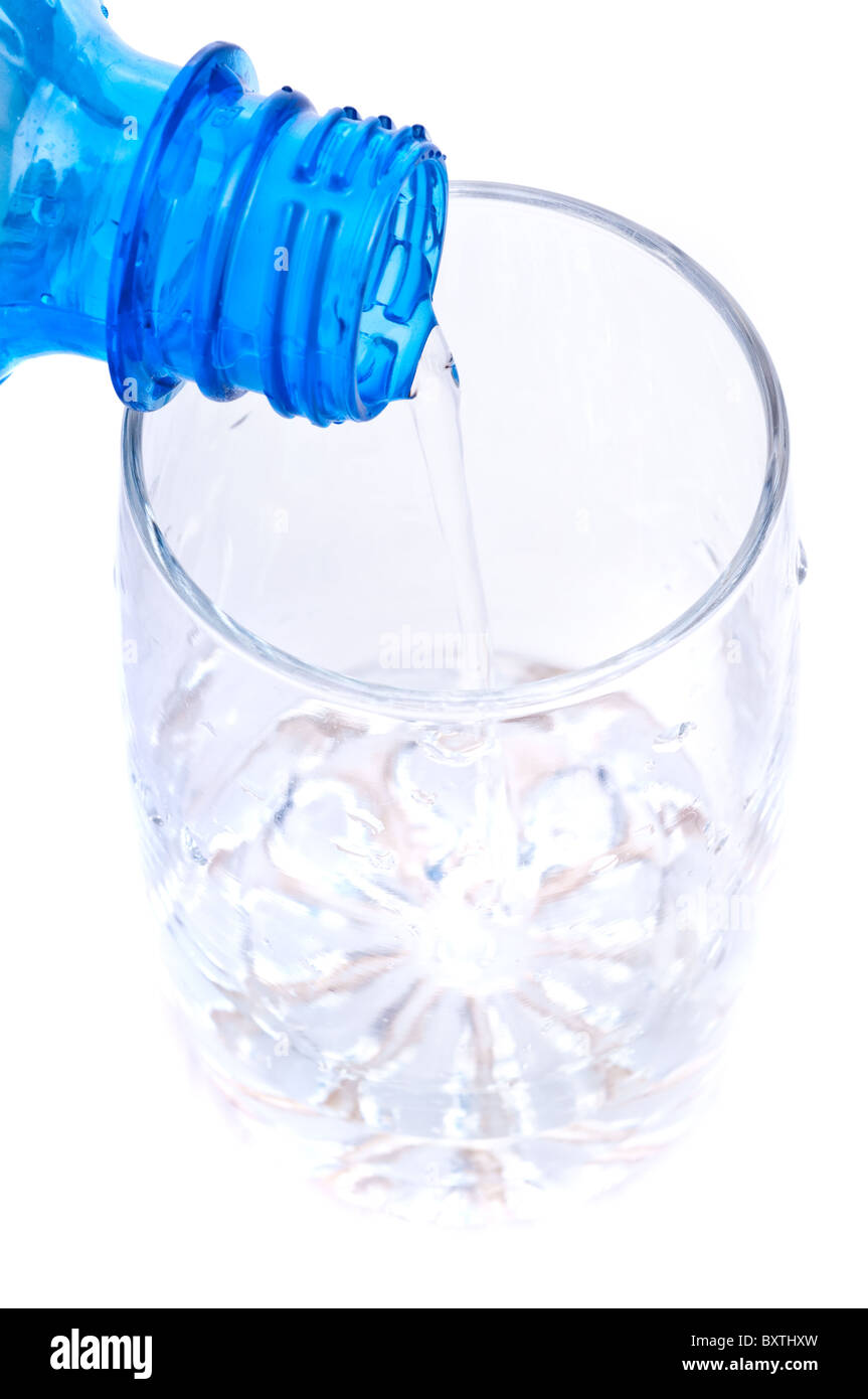 bottle pouring water into glass Stock Photo Alamy