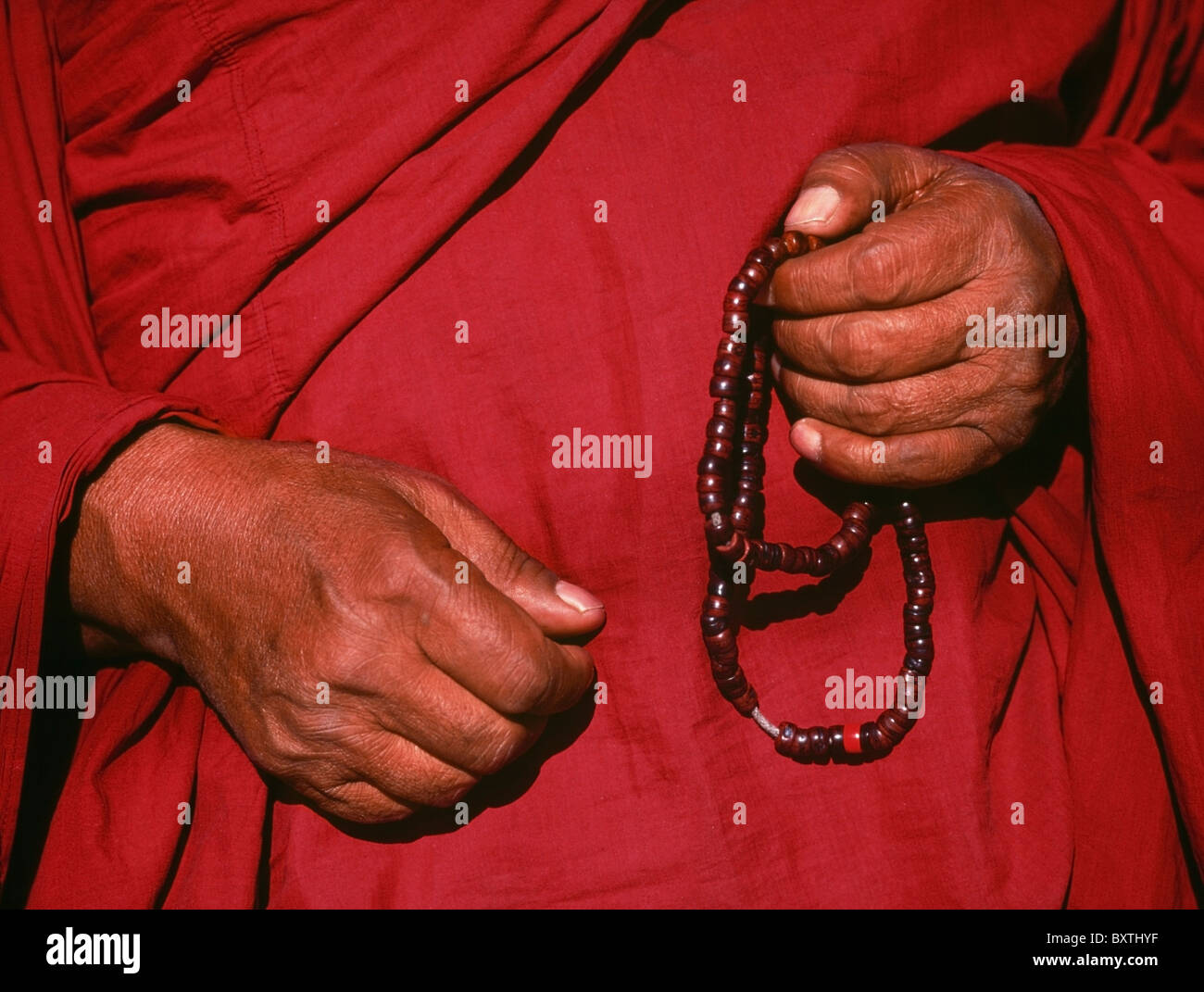 Hands Of Abbot Of Tabot Monastery, Close Up Stock Photo