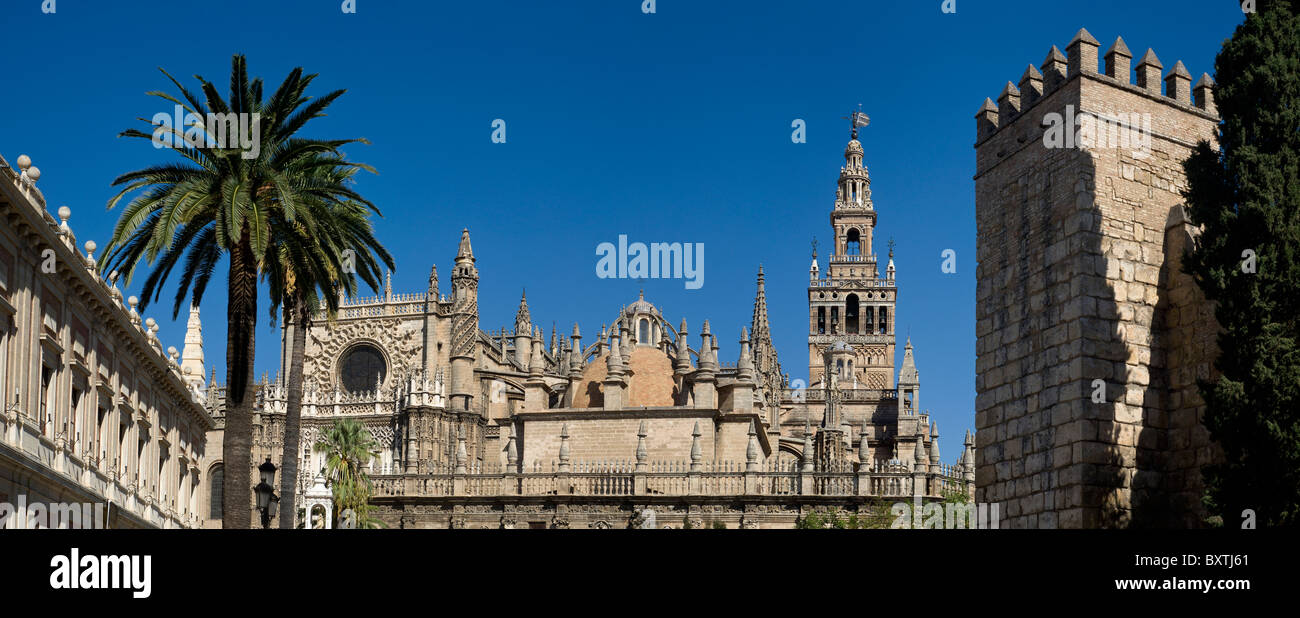 Spain, Andalusia, Seville, The Cathedral And La Giiralda Tower Stock Photo