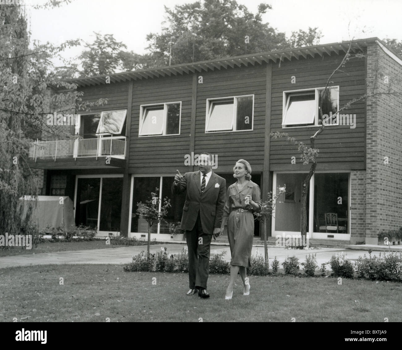 EDMUNDO ROS  Trinidadian bandleader at his south London home about 1962 with his first wife Britt Stock Photo