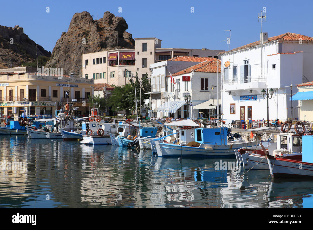 Greece, Lemnos, Myrina, Harbour Stock Photo