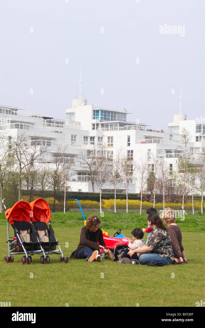 Barrier Point Apartments looking over Thames Barrier Park East London UK Stock Photo Alamy