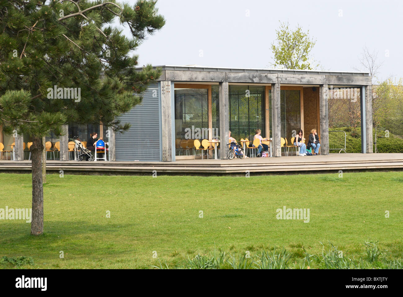 Café at Thames Barrier Park East London UK Stock Photo