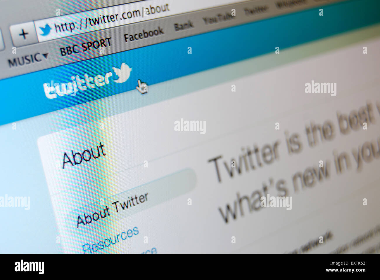 A photo illustration of the twitter website Stock Photo