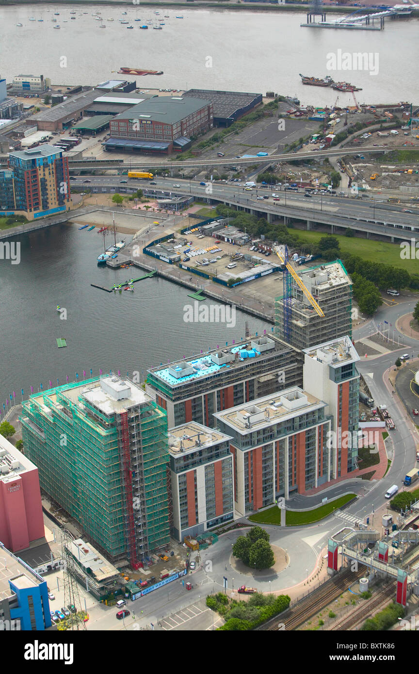 Aerial view of large property development Capital East, Barratt on