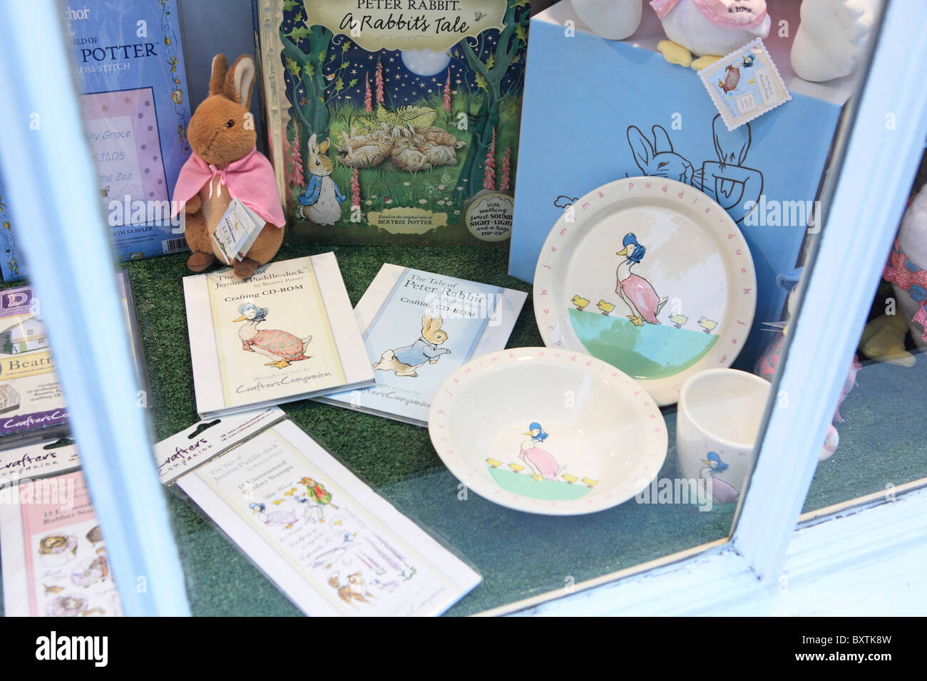 Cumbria, Keswick, Window Of Beatrix Potter Shop Stock Photo