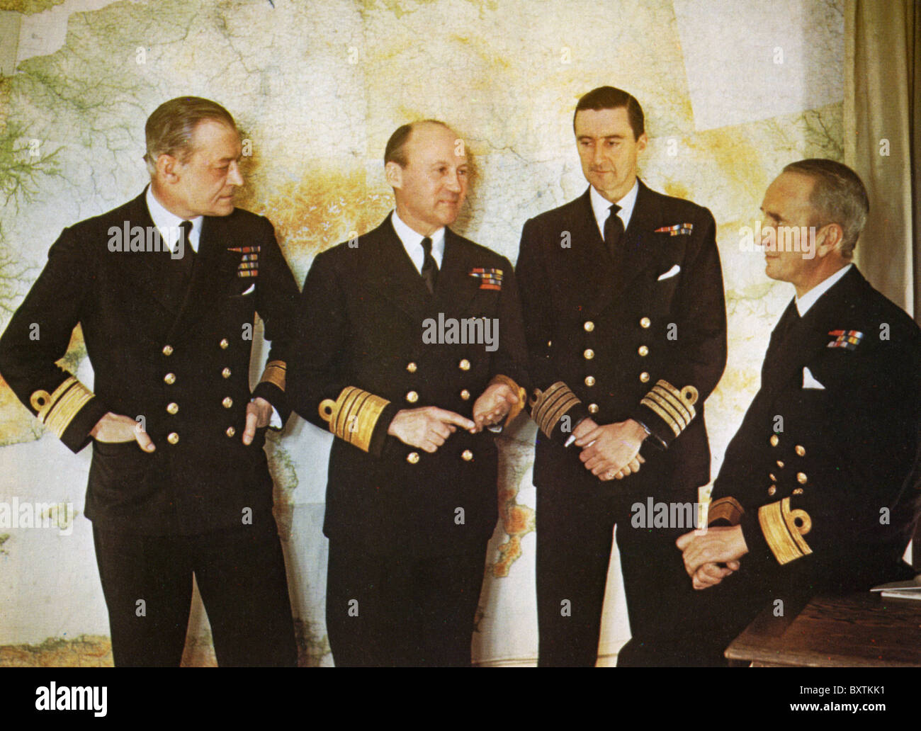 ADMIRAL  BERTRAM RAMSAY  (1883-1945) second from left with other British naval commanders in 1944 Stock Photo