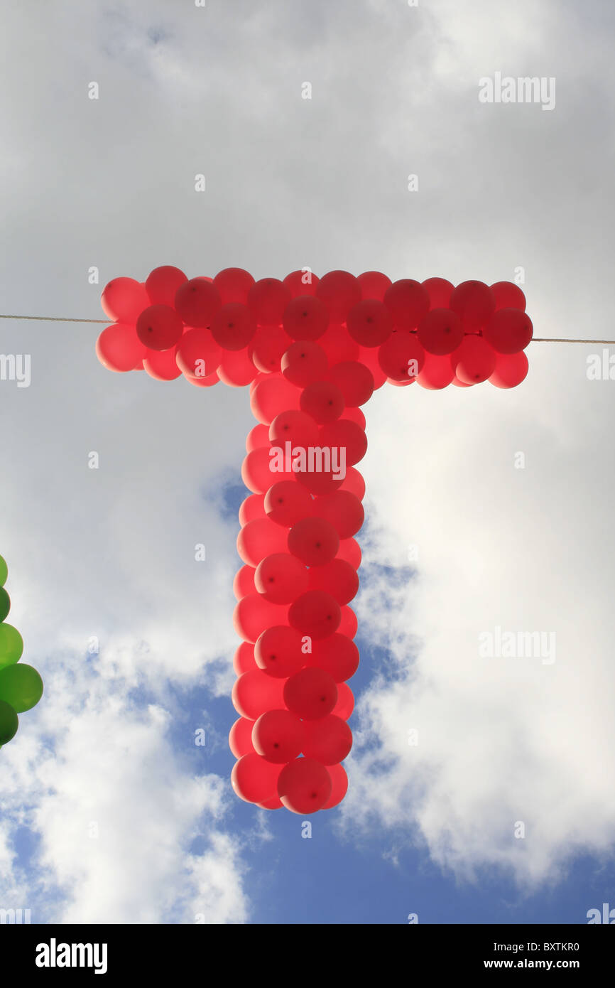 Letter T Formed With Red Balloons And Blue Sky Stock Photo Alamy Letter T Formed With Red Balloons And Blue Sky Stock Photo Alamy