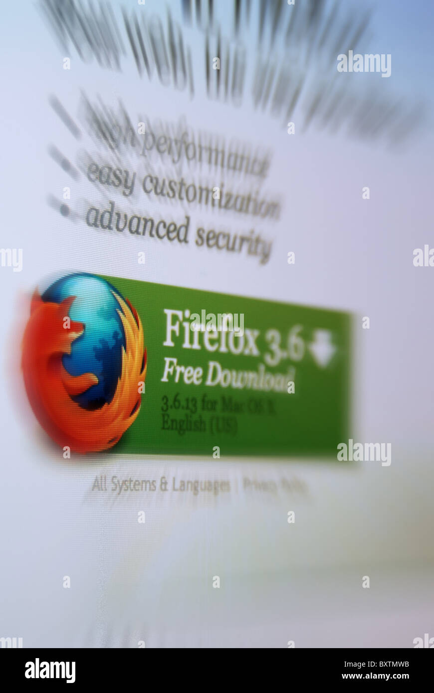 A photo illustration showing details about the Mozilla FireFox web browser Stock Photo