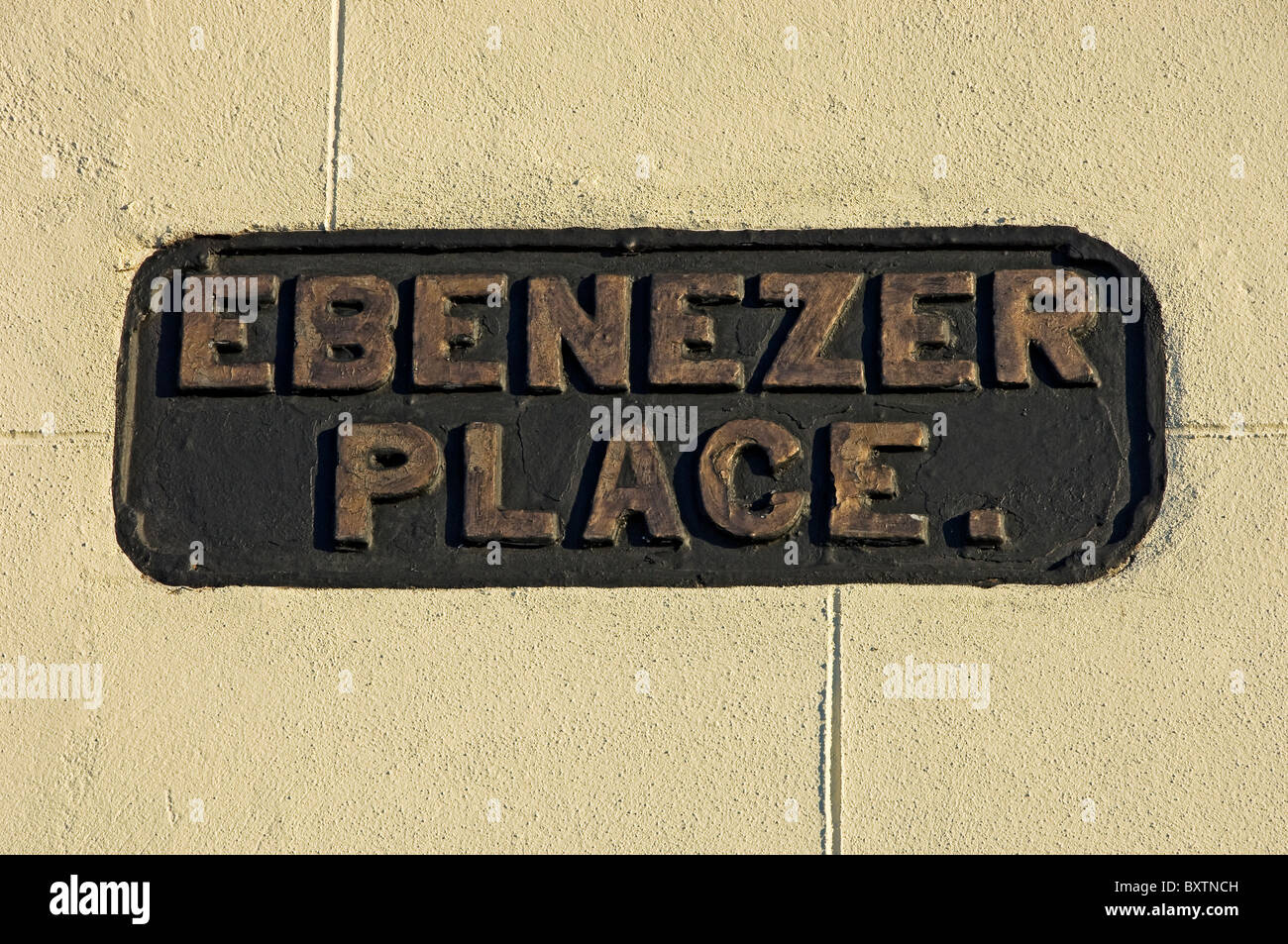 Close up of unusual Ebenezer Place street name names signs sign York North Yorkshire England UK United Kingdom GB Great Britain Stock Photo