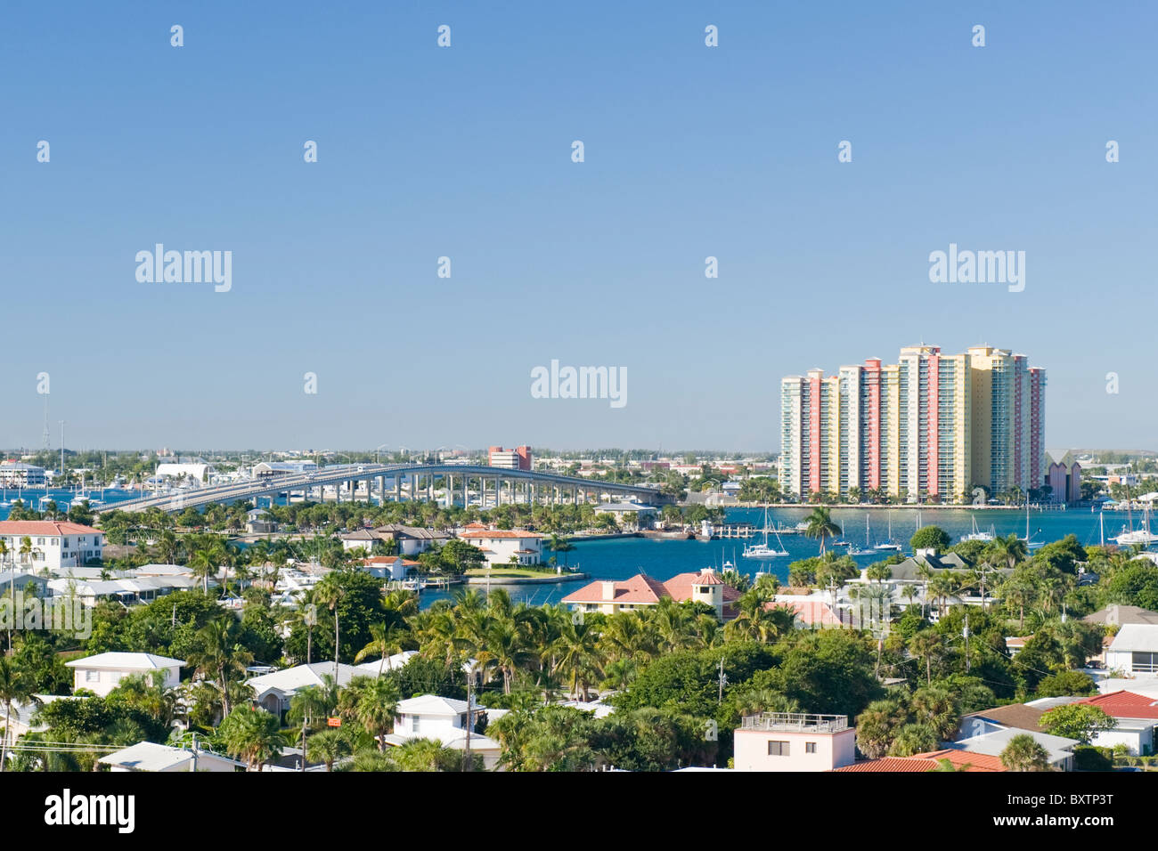 USA , Palm Beach Shores , Singer Island , Riviera Beach , bridge over intercoastal from mainland Stock Photo