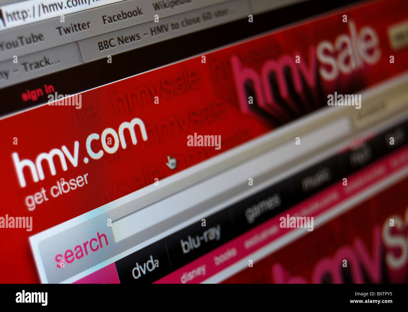 Photo Illustration of the HMV.com website Stock Photo