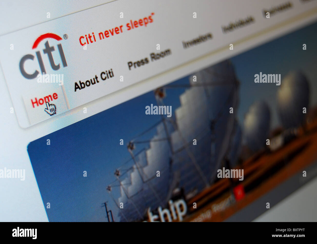 A photo illustration of the Citigroup website Stock Photo
