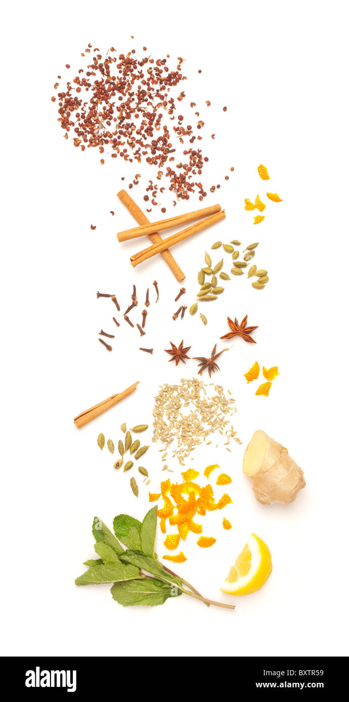 Variety of medicinal spice Stock Photo