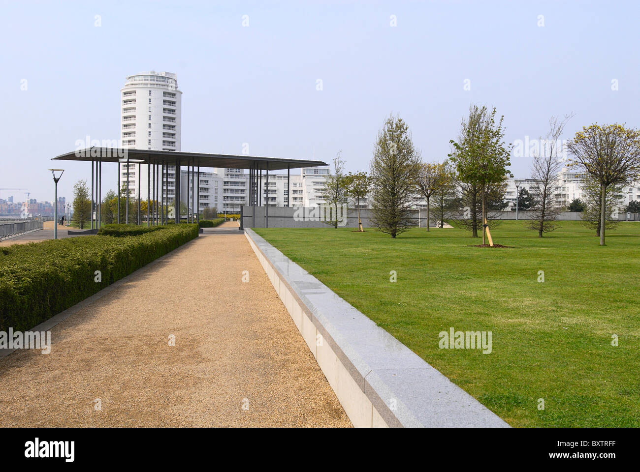Barrier Point Apartments looking over Thames Barrier Park East London UK Stock Photo Alamy