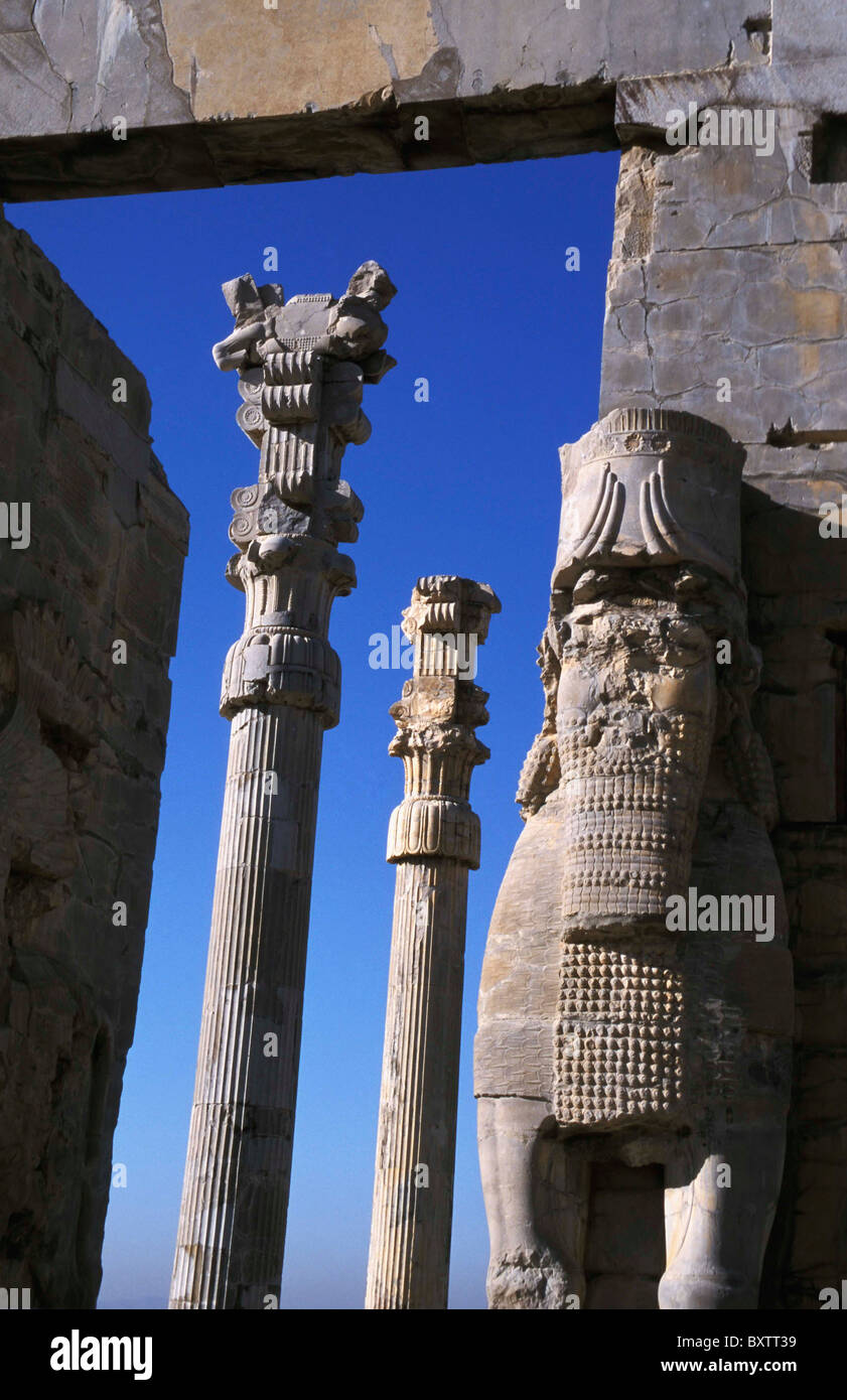Columns At Xerxes Gateway, Close Up Stock Photo