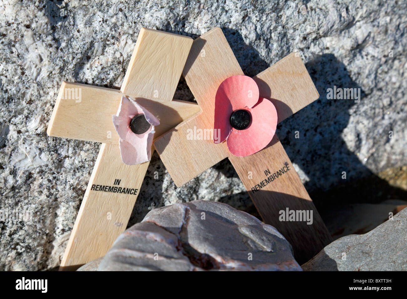 American Monument to the brave people involved in Normandy Landings during 1944 (Poppies and Pebbles), Slapton Sands, Devon, England, UK Stock Photo